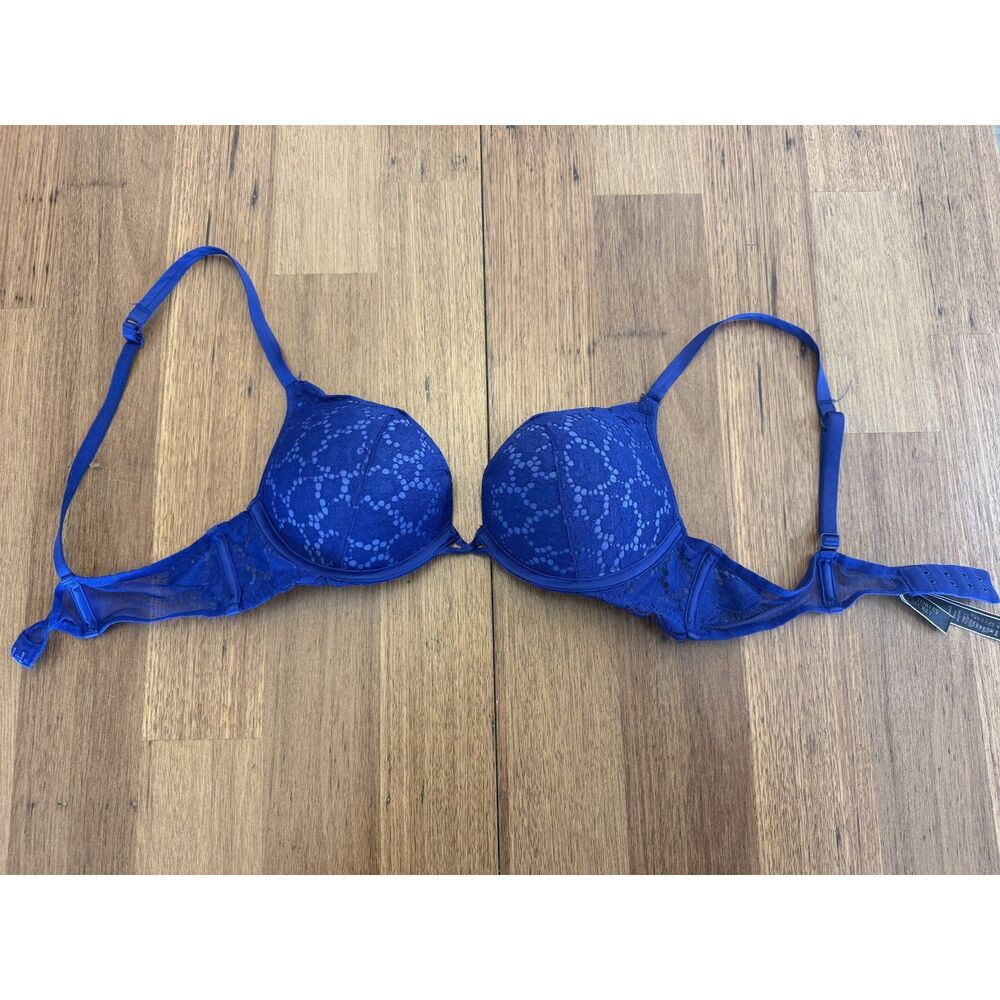 Victoria's Secret 34A Royal Blue Lace Bombshell Plunge Push-Up Bra